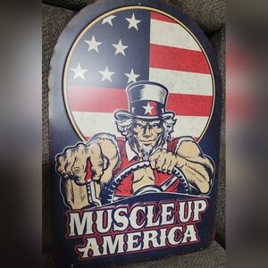 Open Road Brands Muscle Up America Wall Art - Red, White, Blue (114)